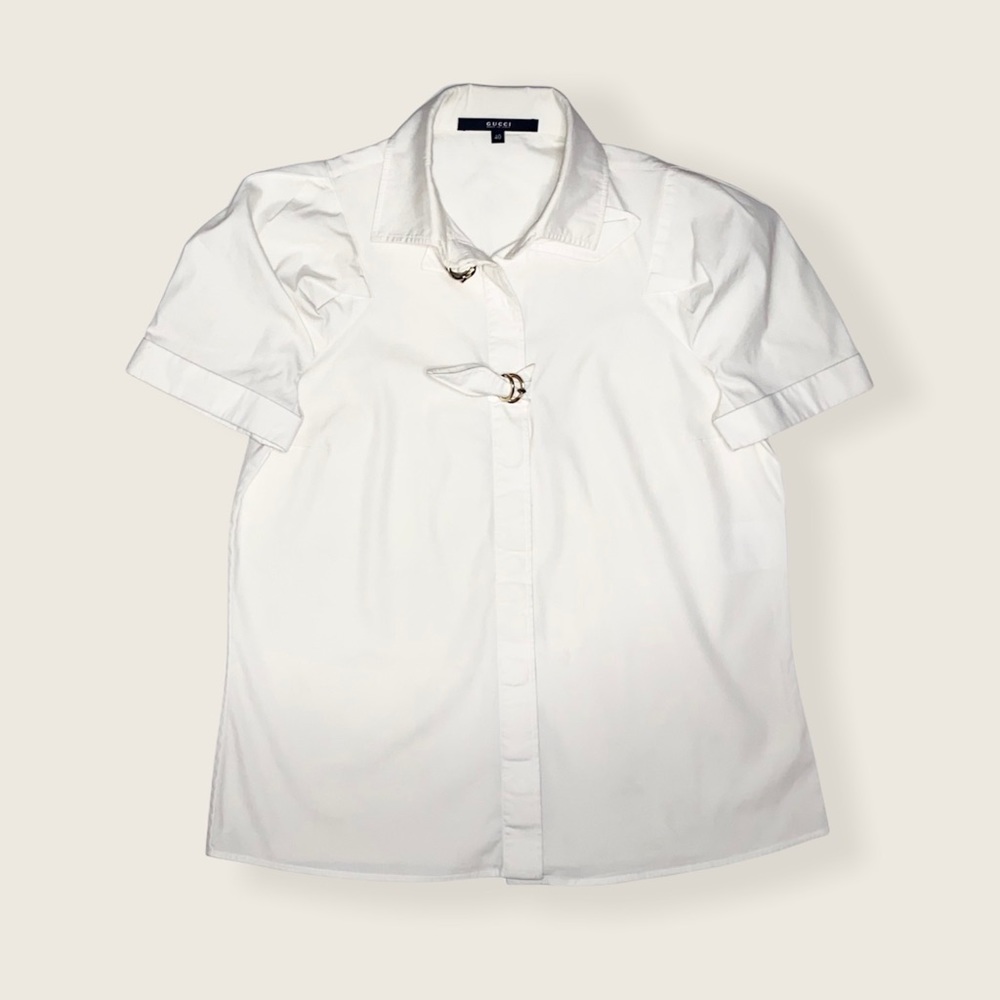 Gucci All White Shortsleeve Button Up